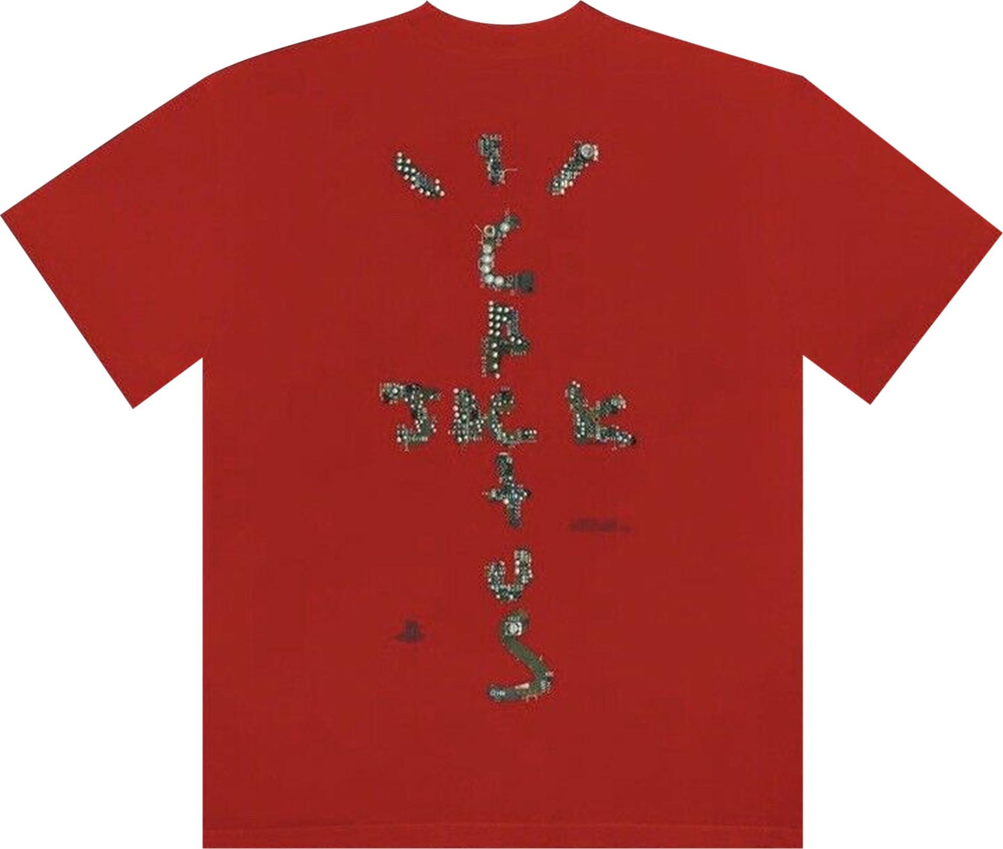 Travis Scott Cactus Jack Motherboard Logo IV T-Shirt Red — back / heel
